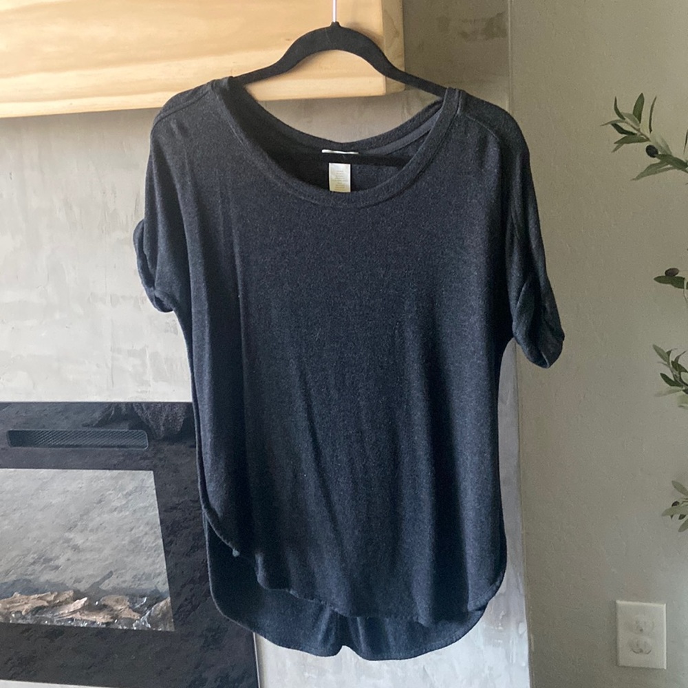 Black, crop sleeve, top